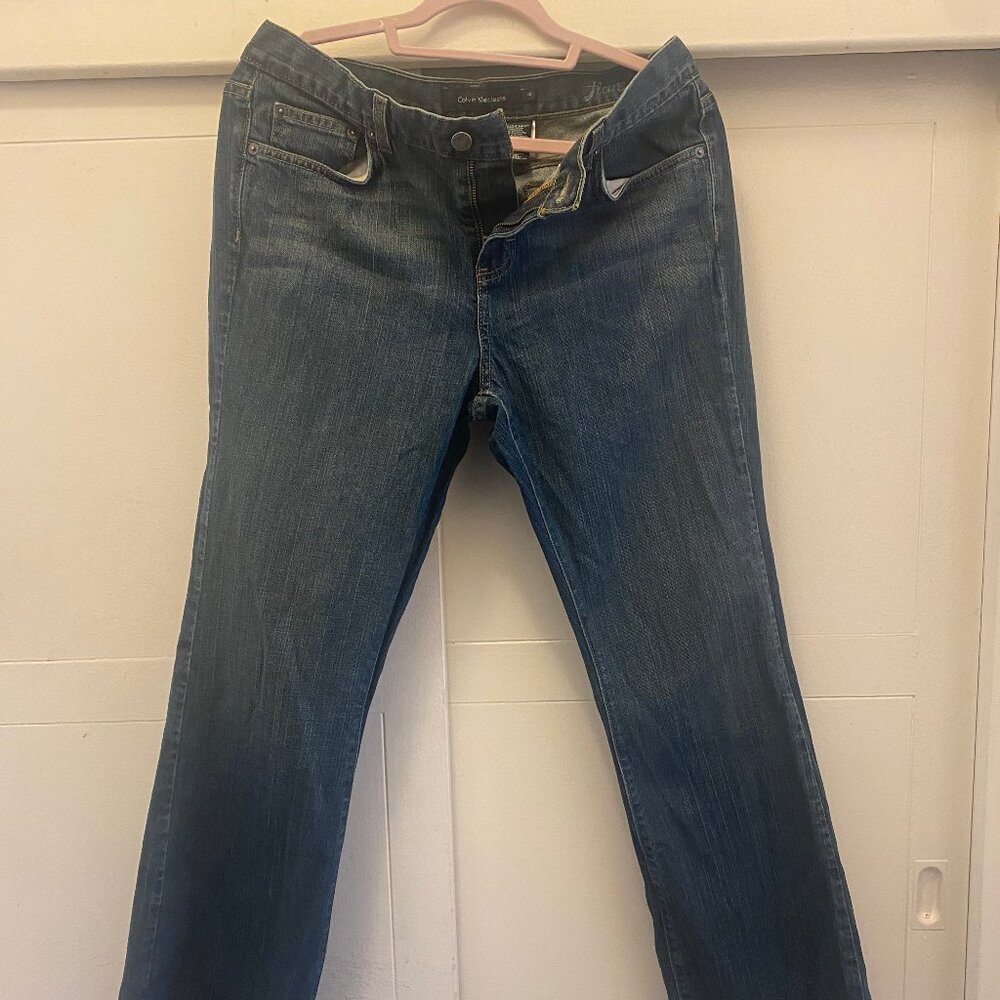 Dark blue Calvin Klein jeans, flared, size 10